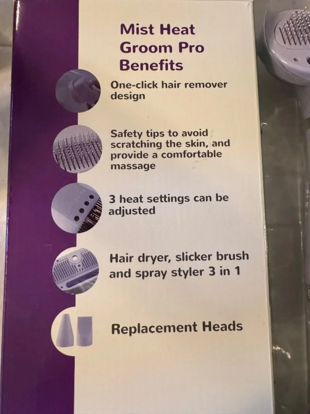Fido Fave Dog Grooming Mist Heat Groom Pro Brush NWT 3 in 1
